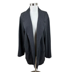 J Jill 3X Ponte Grey Open Blazer Jacket Career Classic Pockets Closet Staple